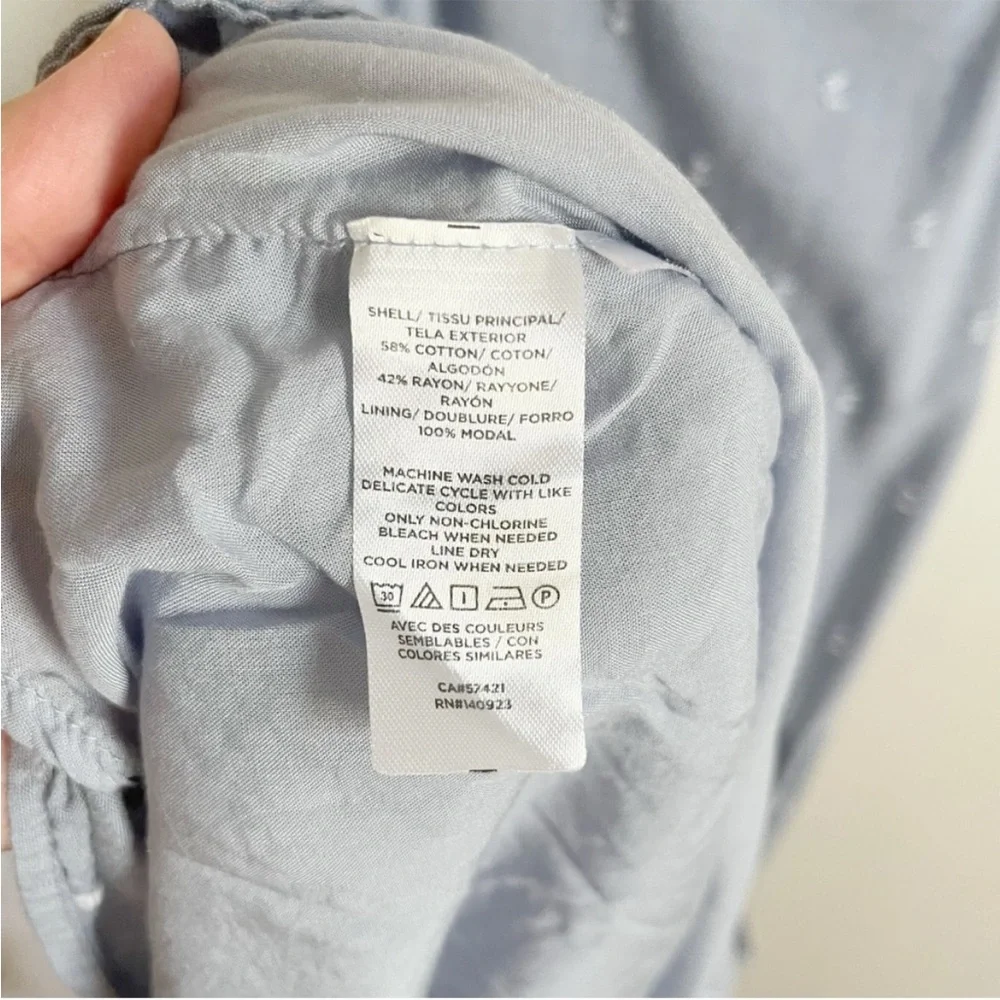 LOFT Clip Chambray sundress blue tiered swing sleeveless summer - Picture 7 of 9